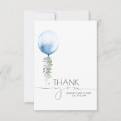 ブルーバルーングリーン赤ちゃんシャワーありがとう サンキューカード (正面)