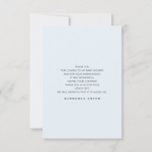 ブルーバルーングリーン赤ちゃんシャワーありがとう サンキューカード (裏面)