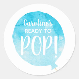 ブルーバルーンシャワー準備ポップ・アートの男の赤ちゃん ラウンドシール