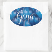 ブルーバルーンステッカーと封筒用シールテンプレート 楕円形シール (バッグ)