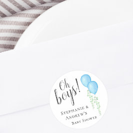 ブルーバルーンツインズカップル赤ちゃんシャワー ラウンドシール