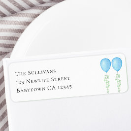 ブルーバルーンツインズベビーシャワー差出人住所 ラベル