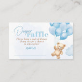 ブルーバルーンテディベアおむつラッフルチケット エンクロージャーカード (正面)