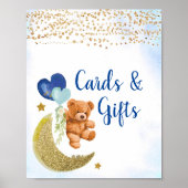 ブルーバルーンテディベアのカードとギフトポスター ポスター (正面)