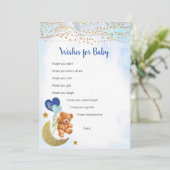 ブルーバルーンテディベアの願いベビーゲームカード 招待状 (スタンド正面)