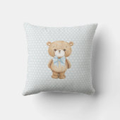 ブルーバルーンテディベアボホ男の赤ちゃん子供部屋 クッション (裏面)