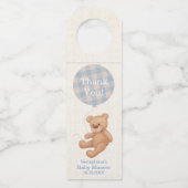 ブルーバルーンテディベア赤ちゃんシャワーありがとう ボトルネックタグ (正面)