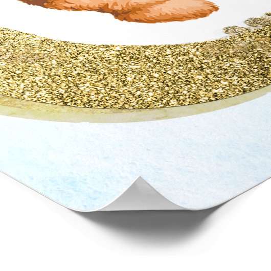 ブルーバルーンテディベア赤ちゃんシャワー歓迎サイン ポスター (角)