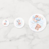 ブルーバルーンテディベア赤ちゃんシャワー コンフェッティ (正面)