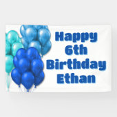 ブルーバルーンハッピーバースデーボーイズパーティー 横断幕 (横)