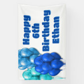 ブルーバルーンハッピーバースデーボーイズパーティー 横断幕 (縦)