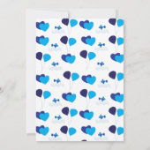 ブルーバルーンハートボーイ子供の誕生日パーティー 招待状 (裏面)