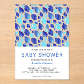 ブルーバルーンパターン男の赤ちゃんベビーシャワー アクリル招待状 (正面)