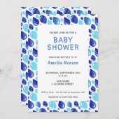 ブルーバルーンパターン男の赤ちゃんベビーシャワー 招待状 (正面/裏面)