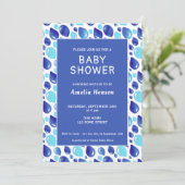 ブルーバルーンパターン男の赤ちゃんベビーシャワー 招待状 (スタンド正面)