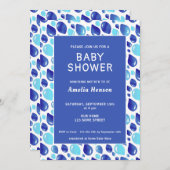 ブルーバルーンパターン男の赤ちゃんベビーシャワー 招待状 (正面/裏面)