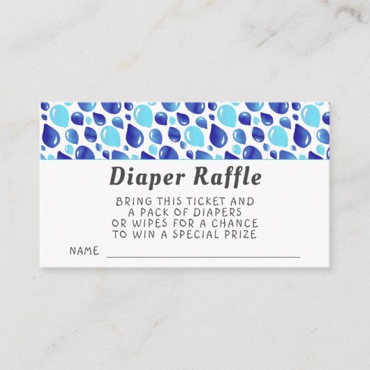 ブルーバルーンパターン赤ちゃんシャワーおむつラッフル エンクロージャーカード (正面)