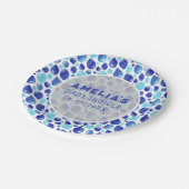 ブルーバルーンパターン赤ちゃん女の子ベビーシャワー ペーパープレート (アングル)