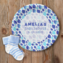 ブルーバルーンパターン赤ちゃん女の子ベビーシャワー