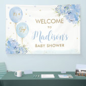 ブルーバルーンフローラベビーシャワー歓迎の背景 横断幕 (トレードショー)