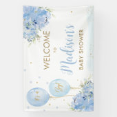 ブルーバルーンフローラベビーシャワー歓迎の背景 横断幕 (縦)