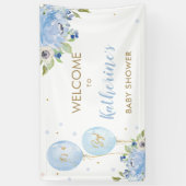 ブルーバルーンフローラベビーシャワー歓迎の背景 横断幕 (縦)