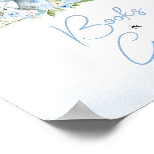 ブルーバルーンフローラ象の本と贈り物 ポスター (角)