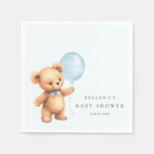 ブルーバルーンベア赤ちゃんシャワー スタンダードカクテルナプキン (正面)