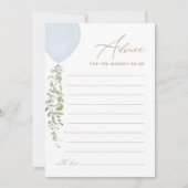 ブルーバルーンベビーシャワーアドバイスカード 招待状 (正面)