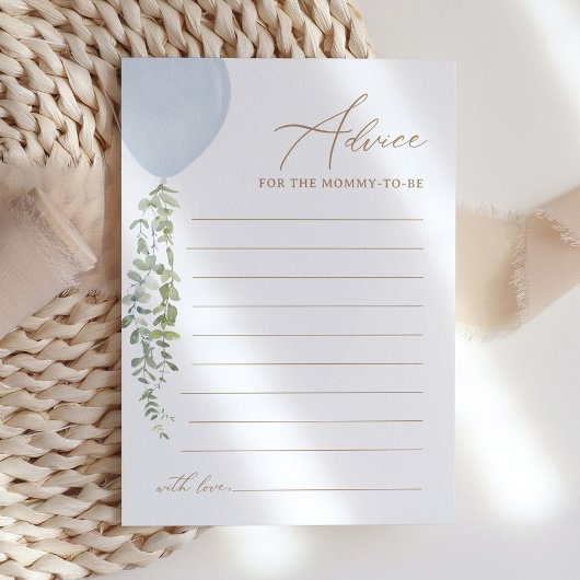 ブルーバルーンベビーシャワーアドバイスカード 招待状