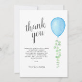 ブルーバルーンベビーシャワーサンキューカード サンキューカード (正面)