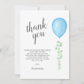 ブルーバルーンベビーシャワーサンキューカード サンキューカード (正面)