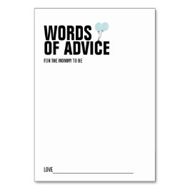 ブルーバルーンベビーシャワーママアドバイスカード テーブルナンバー