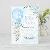 ブルーバルーンベビーシャワー招待状 招待状 (スタンド正面)