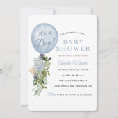 ブルーバルーンベビーシャワー 招待状 (正面)