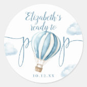 ブルーバルーンベーポップ・アートのビーシャワーの準備ができている ラウンドシール (正面)