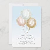 ブルーバルーンボーイズ1歳の誕生日 招待状 (正面)