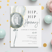 ブルーバルーンボーイファースト誕生日 招待状