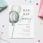 ブルーバルーンボーイファースト誕生日 招待状