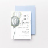 ブルーバルーンボーイファースト誕生日 招待状