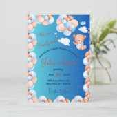 ブルーバルーンボーイベビーシャワーを待つことができる 招待状 (スタンド正面)