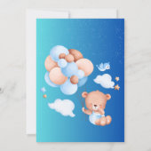 ブルーバルーンボーイベビーシャワーを待つことができる 招待状 (裏面)