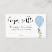 ブルーバルーンボーイ赤ちゃんシャワーおむつラッフル エンクロージャーカード (正面)