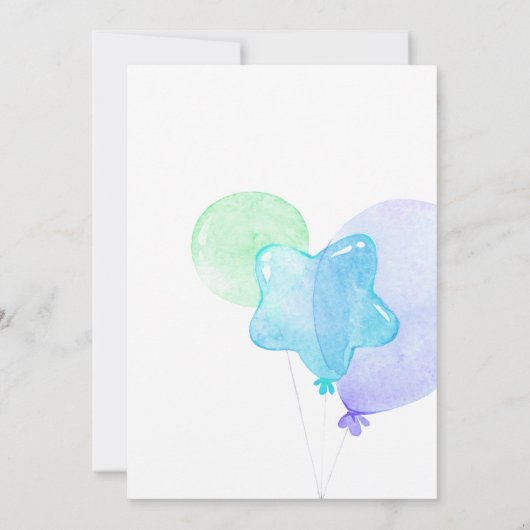 ブルーバルーンボーイ2歳誕生日2秒誕生日 招待状 (裏面)