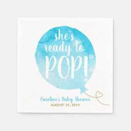 ブルーバルーンポップ・アートの男の赤ちゃんシャワー スタンダードカクテルナプキン