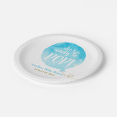 ブルーバルーンポップ・アートの男の赤ちゃんシャワー ペーパープレート (アングル)