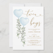 ブルーバルーンユーカリプトゥススウィートツインボーイズ 招待状 (正面)