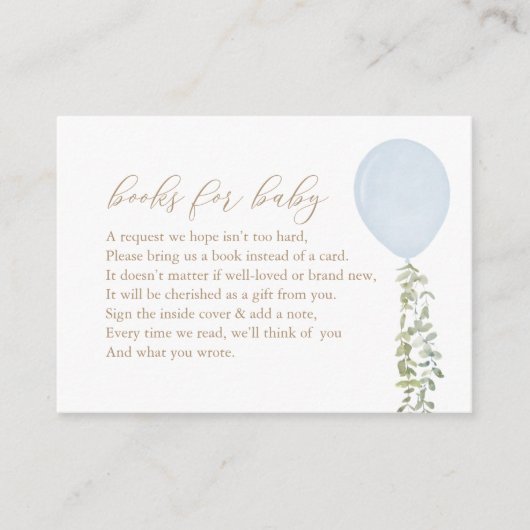 ブルーバルーンユーカリプトゥスブックスベビーリクエストエンク エンクロージャーカード (正面)
