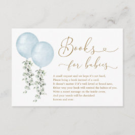 ブルーバルーンユーカリプトゥスブックス男の赤ちゃん エンクロージャーカード