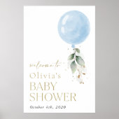 ブルーバルーンユーカリ赤ちゃんシャワーへようこそ ポスター (正面)